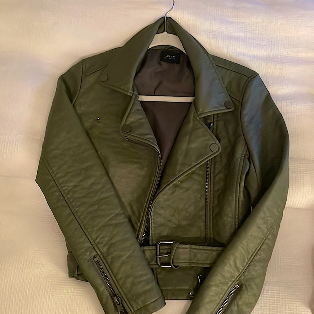Joes Jeans green faux leather jacket SM